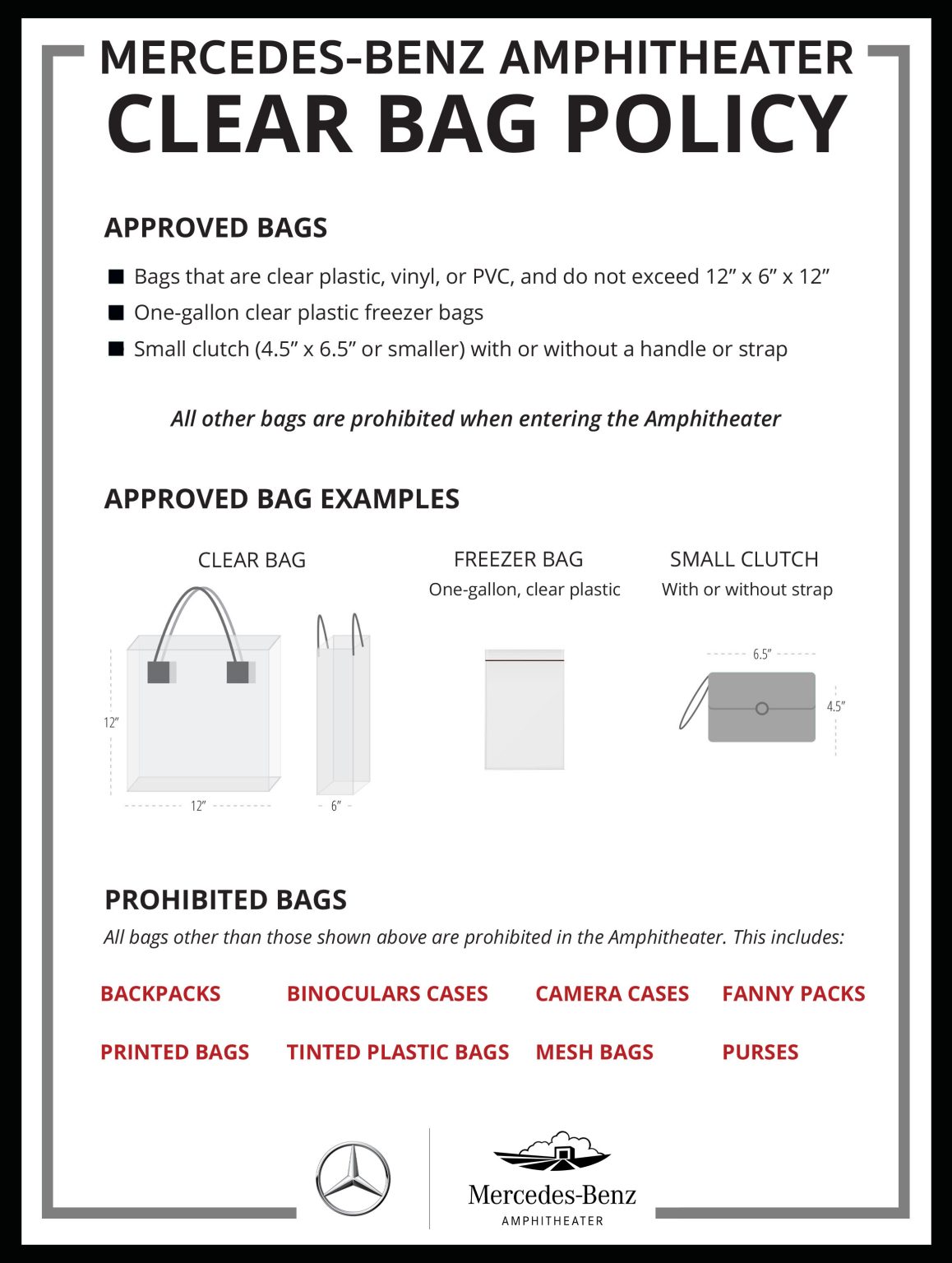 Clear Bag Policy | Event Security | Mercedes-Benz Amphitheater