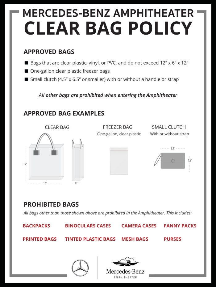 Clear Bag Policy Event Security MercedesBenz Amphitheater